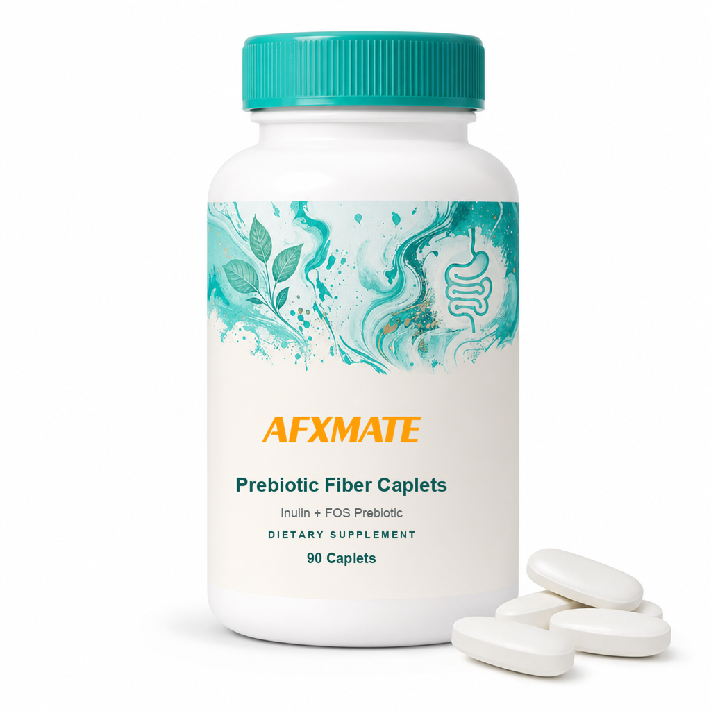 AFXMATE Prebiotic Fiber Caplets bottle, 90 caplets, Inulin + FOS prebiotic