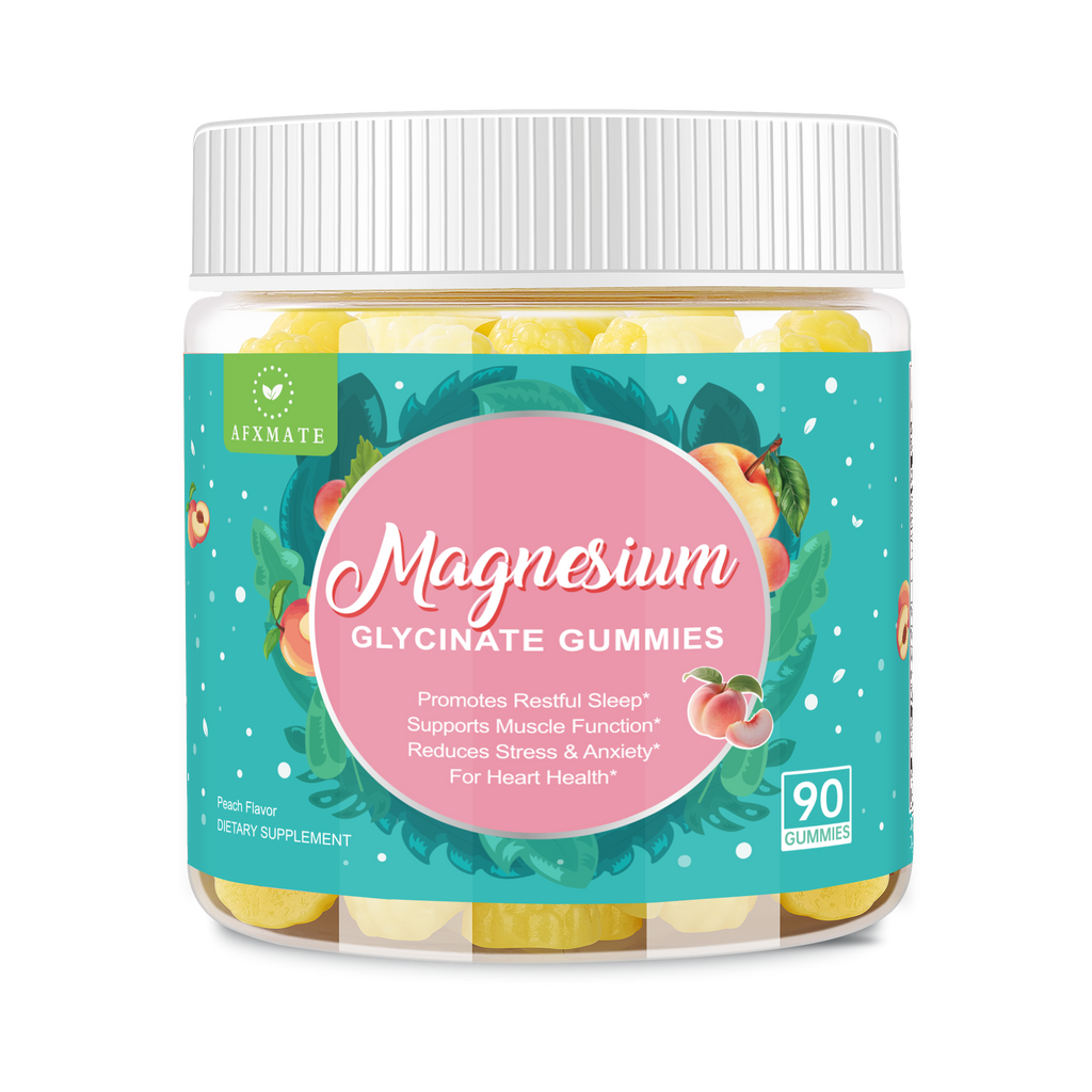 AFXMATE Magnesium Glycinate Gummies Peach 90 count bottle