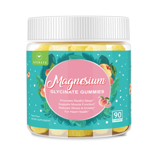 AFXMATE Magnesium Glycinate Gummies Peach 90 count bottle