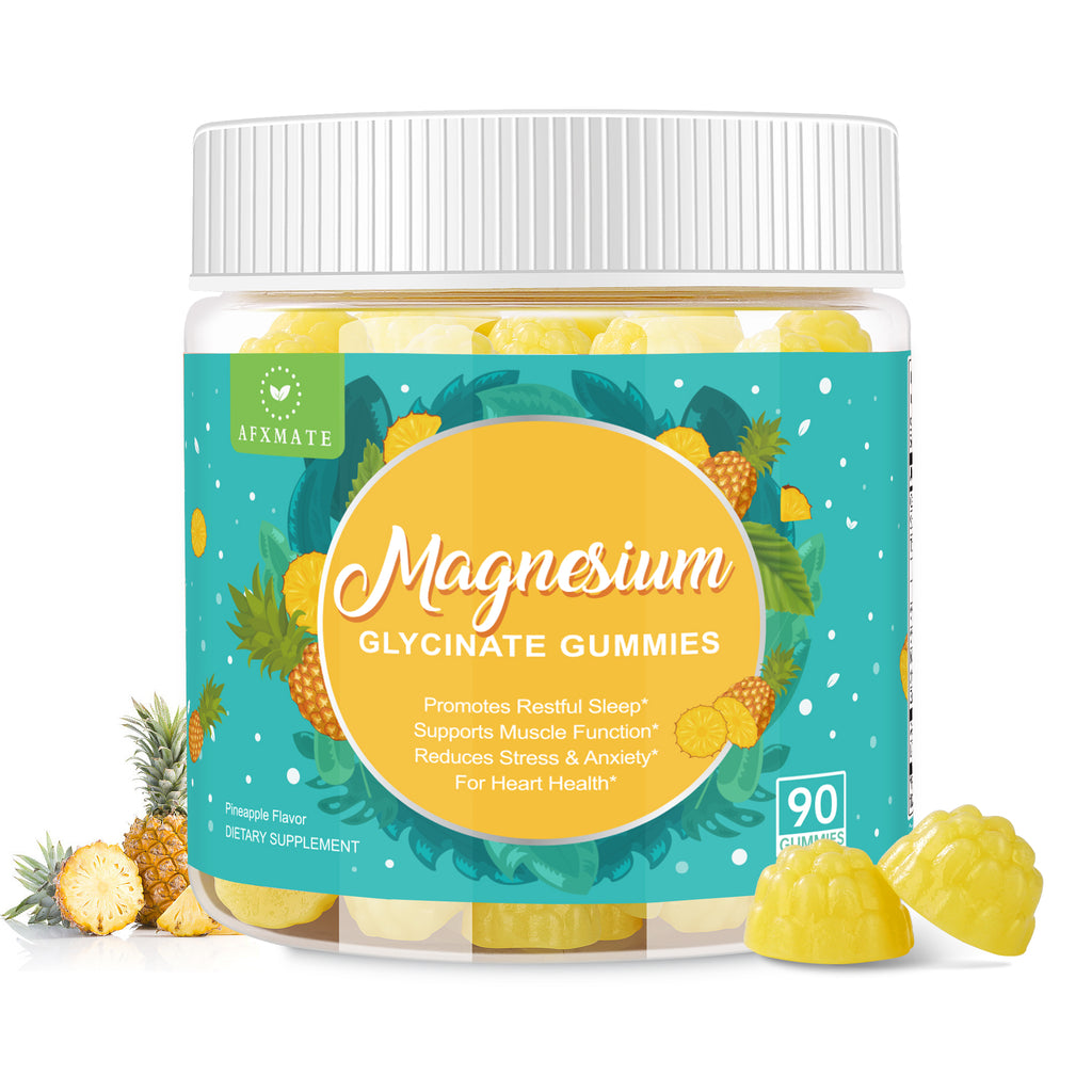 AFXMATE Magnesium Glycinate Gummies Pineapple 90 count bottle