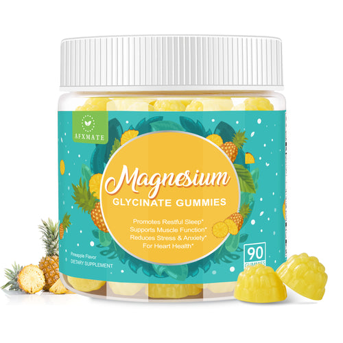 AFXMATE Magnesium Glycinate Gummies Pineapple 90 count bottle