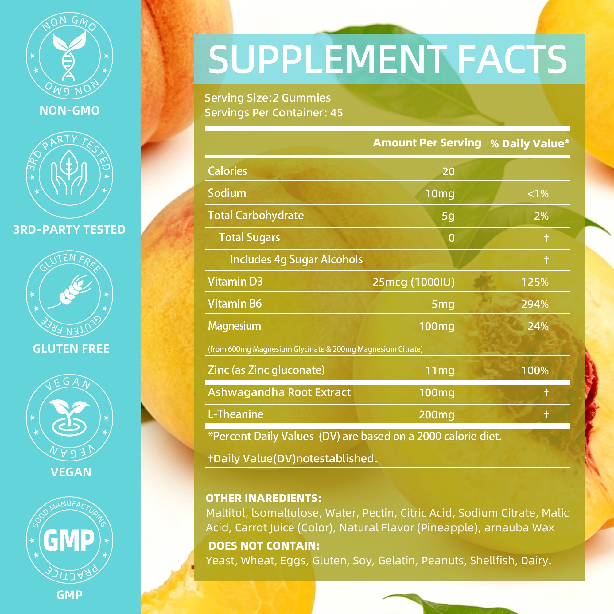 AFXMATE Magnesium Peach supplement facts