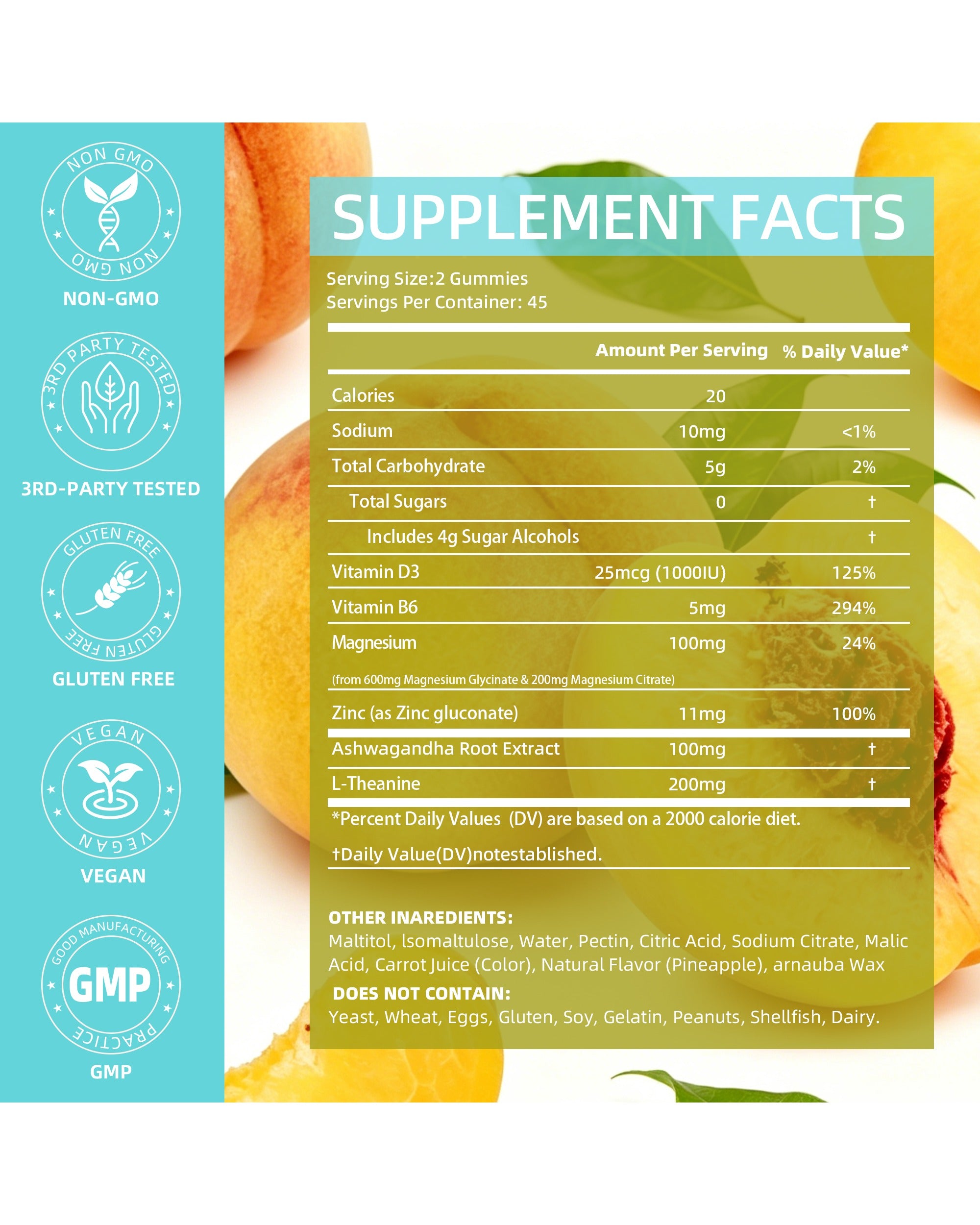 AFXMATE Magnesium Peach supplement facts