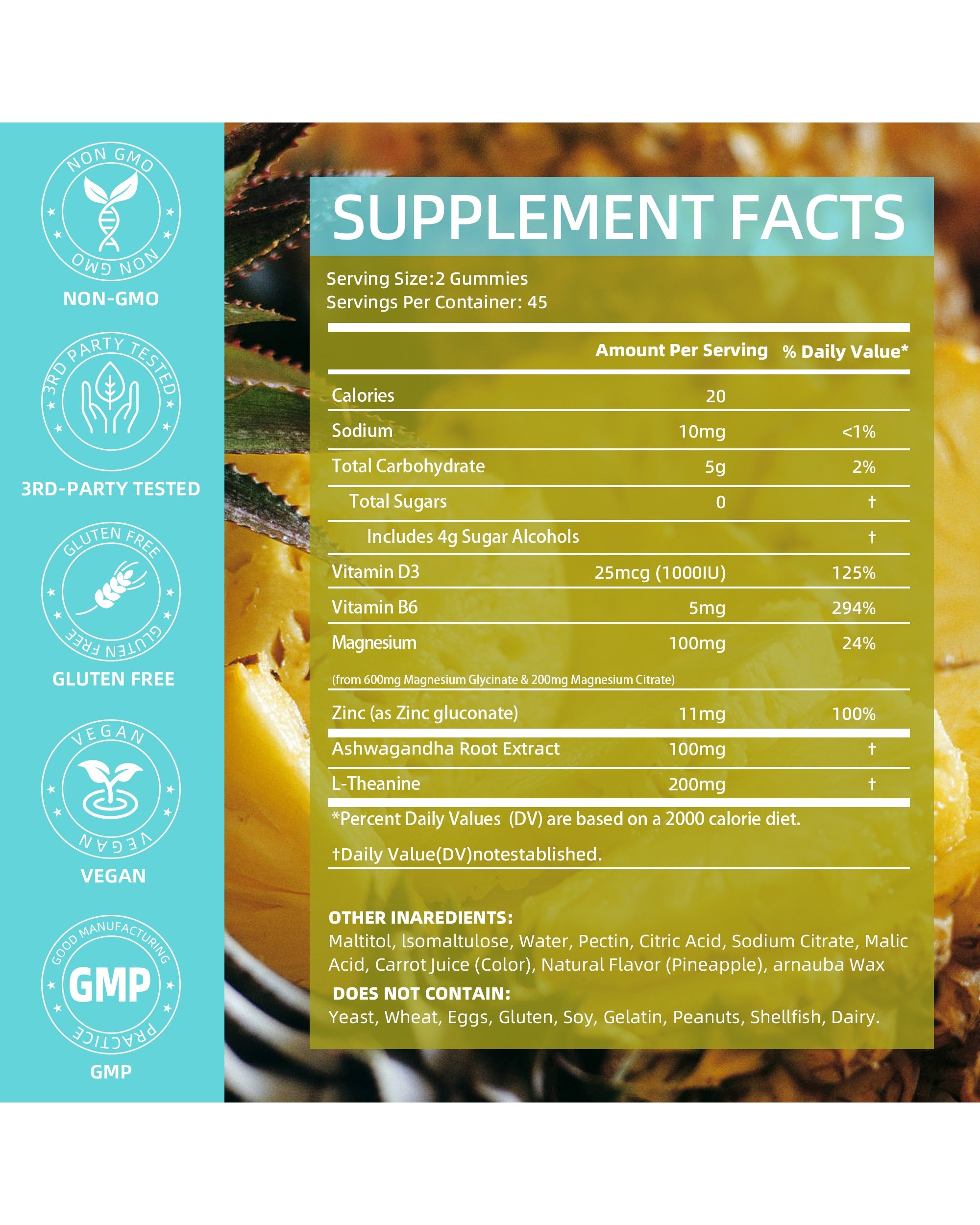 AFXMATE Magnesium Pineapple supplement facts