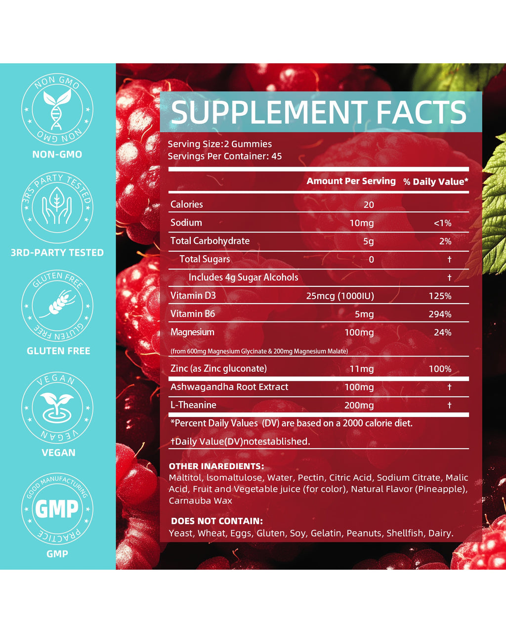 AFXMATE Magnesium Raspberry supplement facts