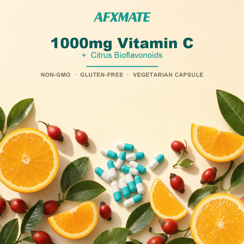 AFXMATE Vitamin C Capsules ingredients scene