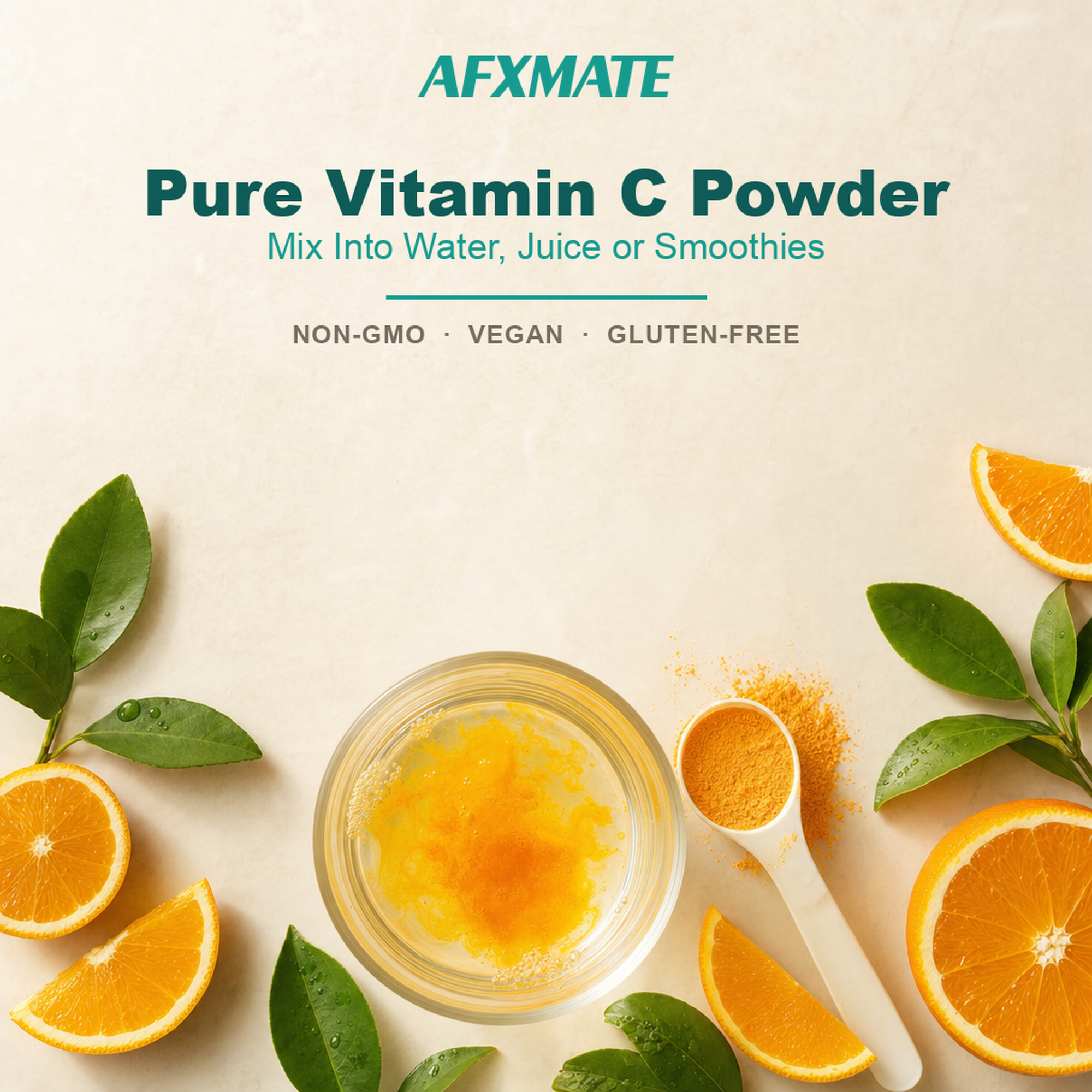 Pure Vitamin C powder mixed in water