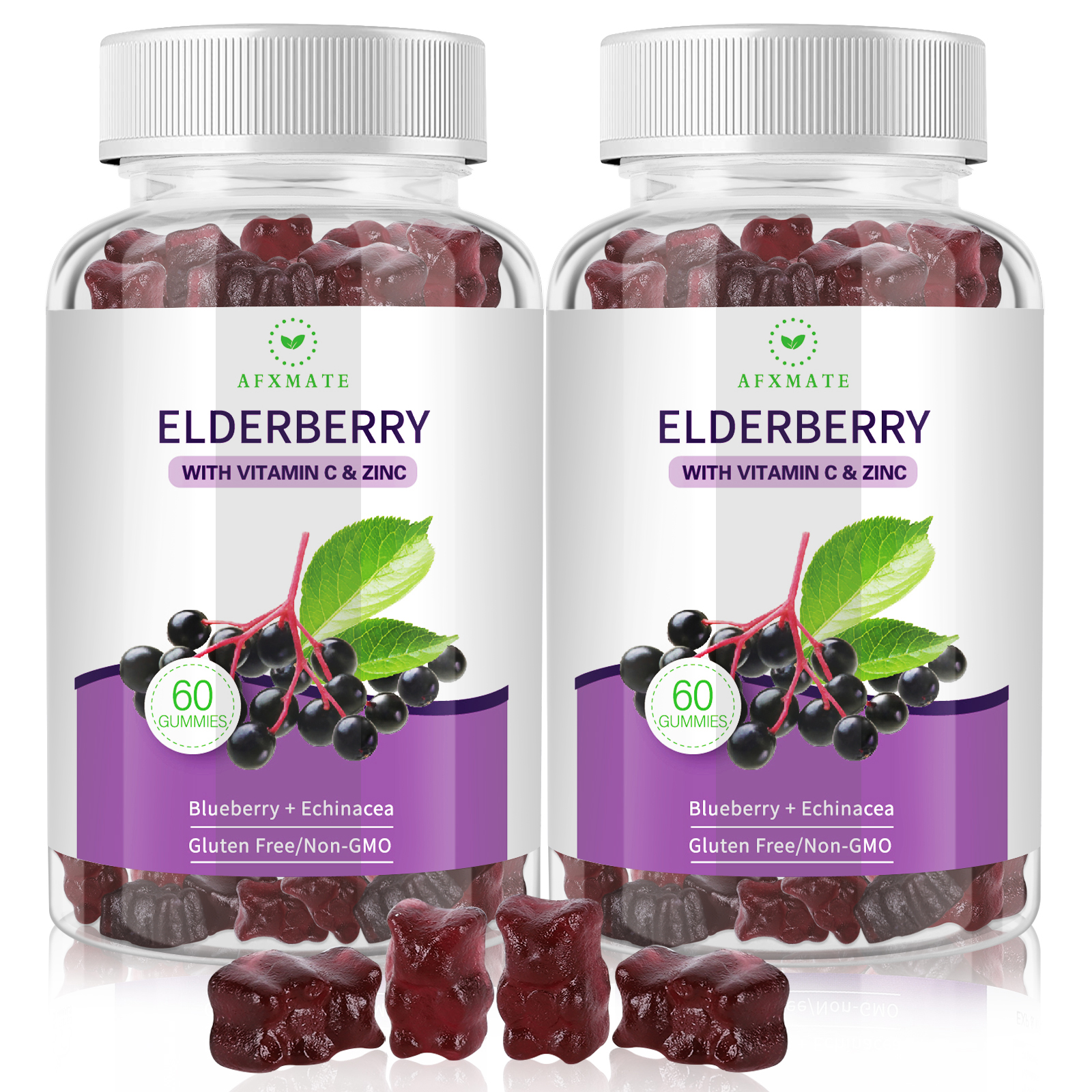 (2Pack) AFXMATE Natural Sambucus Elderberry Gummies AFXMATE