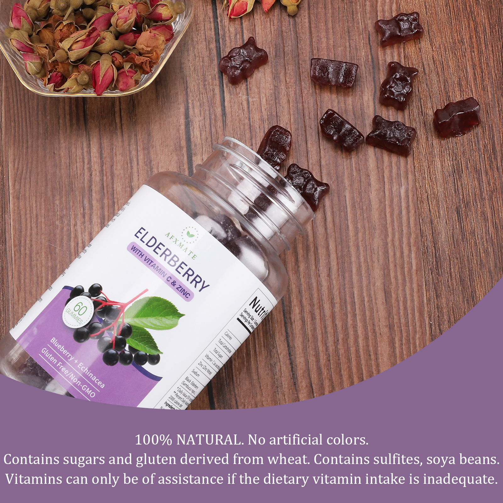 (2Pack) AFXMATE Natural Sambucus Elderberry Gummies AFXMATE